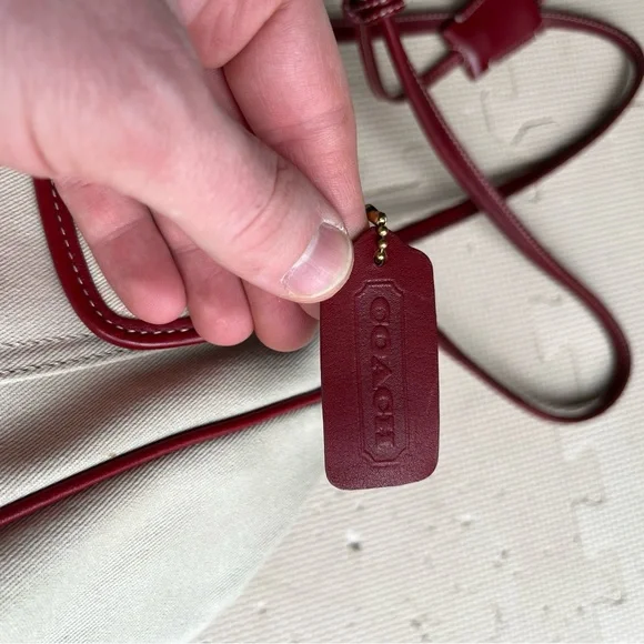 Coach Cream Canvas Satchel Red Leather Trim Gold Hardware – Read Description - Picture 12 of 14